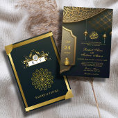 Invitation Rustic Gold Elegant Nikkah Musulman Mariage Cérémo