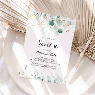 Invitation Rustic Gold Floral Sweet 16 fête d'anniversaire
