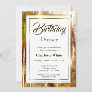 Invitation Rustic Gold Frame 60e anniversaire Dîner Invitatio