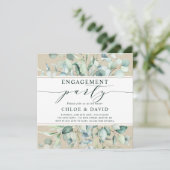 Invitation Rustic Gold Green Botanical Engagement Party (Debout devant)