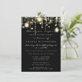 Invitation Rustic Gold Lights Jar Black Rose Mariage (Debout devant)