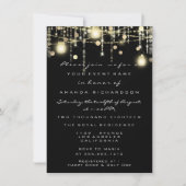 Invitation Rustic Gold Lights Jar Black Rose Mariage (Devant)