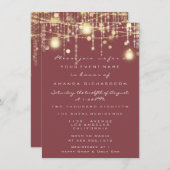 Invitation Rustic Gold Lights Jar Blush Rose Mariage (Devant / Derrière)
