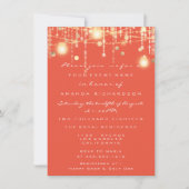 Invitation Rustic Gold Lights Jar Coral Rose Mariage (Devant)