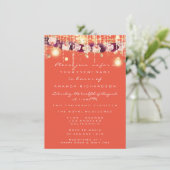 Invitation Rustic Gold Lights Jar Coral Rose Mariage (Debout devant)