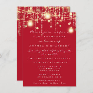 Invitation Rustic Gold Lights Jar Red Wine Mariage nuptiale