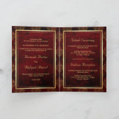 Invitation Rustic Gold Maroon Rouge Damas Mariage musulman (Intérieur)