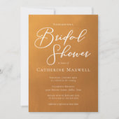 Invitation Rustic Gold Simple Typographie Fête des mariées d' (Devant)