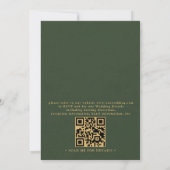 Invitation Rustic Gold Trees Pine Minimalist QR Code Wedding  (Dos)