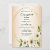 Invitation Rustic Golden White Floral Peach Engagement Party (Devant)