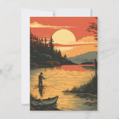 Invitation Rustic Gone Fishin' Retraite Pêche Coupe de bois (Dos)