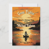 Invitation Rustic Gone Fishin' Retraite Pêche Coupe de bois (Devant)