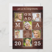 Invitation Rustic Graduate 6 Photo Collage Bois Graduation (Devant)