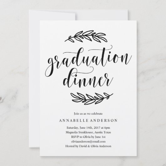 Invitation Rustic Graduation Dîner (Devant)