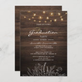 Invitation Rustic Graduation Party 2022 String Lights (Devant / Derrière)