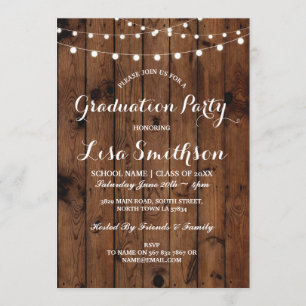 Invitation Rustic Graduation Party Élégants lumières Invitati
