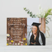 Invitation Rustic Graduation Party Fleurs sauvages Photo flor (Debout devant)