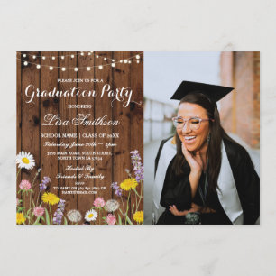 Invitation Rustic Graduation Party Fleurs sauvages Photo flor