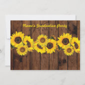 Invitation Rustic Graduation Party Jar Wood Sunflower Photo (Dos)