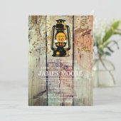 Invitation Rustic Grange Bois & Lanterne 50e fête d'anniversa (Debout devant)