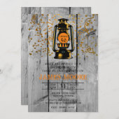 Invitation Rustic Grange Bois & Lanterne 50e fête d'anniversa (Devant / Derrière)