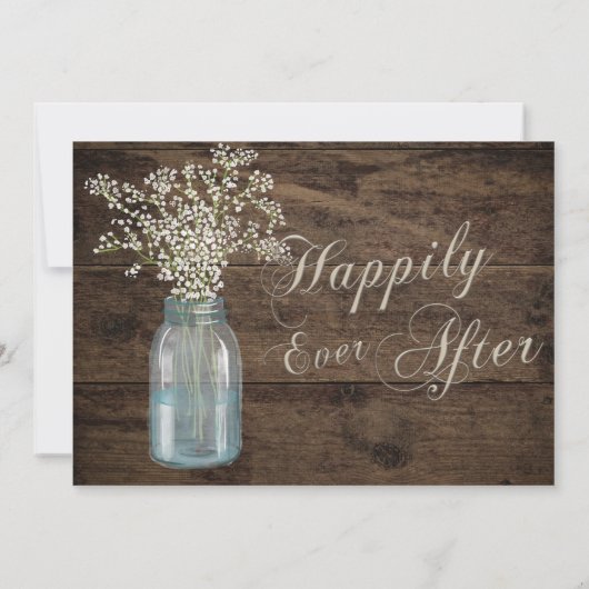 Invitation Rustic Grange Mariage Wood Mason Jar Babys Respire (Dos)