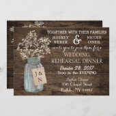 Invitation Rustic Grange Mariage Wood Mason Jar Babys Respire (Devant / Derrière)