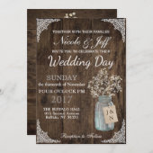 Invitation Rustic Grange Mariage Wood Mason Jar Babys Respire (Devant / Derrière)