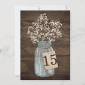 Invitation Rustic Grange Mariage Wood Mason Jar Babys Respire (Devant)