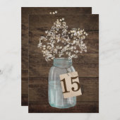 Invitation Rustic Grange Mariage Wood Mason Jar Babys Respire (Devant / Derrière)