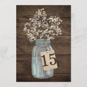 Invitation Rustic Grange Mariage Wood Mason Jar Babys Respire