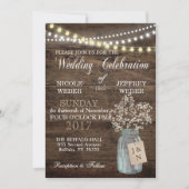 Invitation Rustic Grange Mariage Wood Mason Jar Babys Respire (Devant)