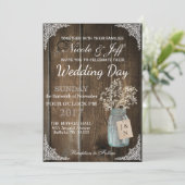 Invitation Rustic Grange Mariage Wood Mason Jar Babys Respire (Debout devant)