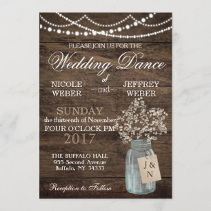 Invitation Rustic Grange Mariage Wood Mason Jar Babys Respire