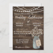 Invitation Rustic Grange Mariage Wood Mason Jar Babys Respire (Devant)