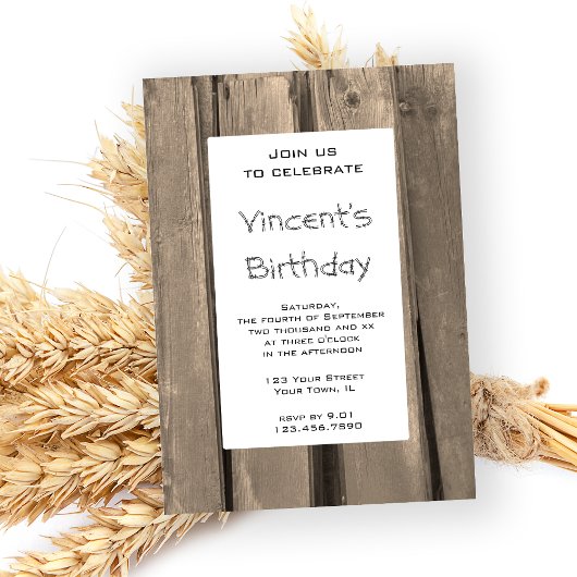 Invitation Rustic Grange Wood Pays Fête d'anniversaire