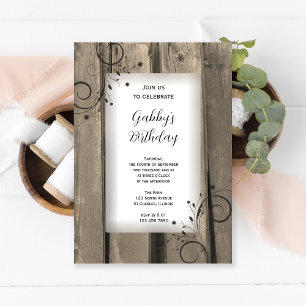 Invitation Rustic Grange Wood Pays Fête d'anniversaire