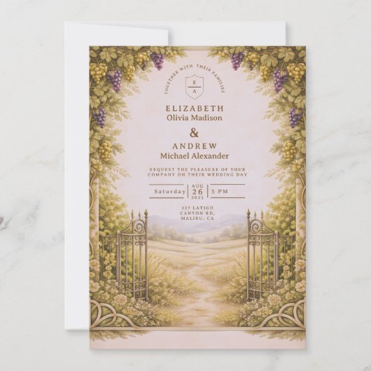 Invitation Rustic Grape Garden Countryside Wedding (Devant)