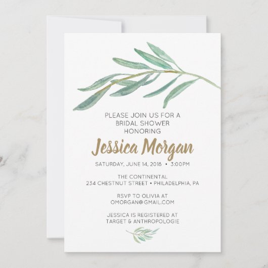 Invitation Rustic Green Bridal Shower (Devant)