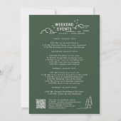 Invitation Rustic Green Camp Bachelorette Itinéraire Week-end (Dos)