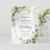 Invitation Rustic Green Eucalyptus Arch Photo QR Code Mariage (Debout devant)