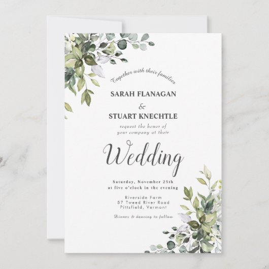 Invitation Rustic Green Eucalyptus Arch Photo QR Code Mariage (Devant)