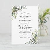 Invitation Rustic Green Eucalyptus Arch Photo QR Code Mariage (Debout devant)