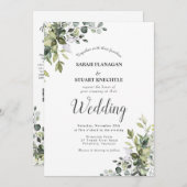 Invitation Rustic Green Eucalyptus Arch Photo QR Code Mariage (Devant / Derrière)