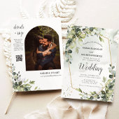 Invitation Rustic Green Eucalyptus Arch Photo QR Code Mariage