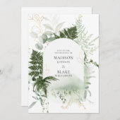 Invitation Rustic Green Gold Mariage (Devant / Derrière)