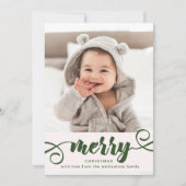 Invitation Rustic Green Holly avec vacances de Noël photo (Devant)