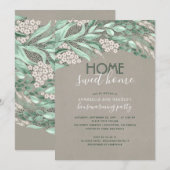 Invitation Rustic Green Home Sweet Home Maison Réchauffement (Devant / Derrière)