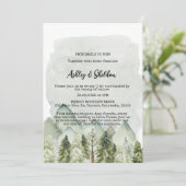 Invitation Rustic Green Pine Tree Mountain OutdoorsMariage (Debout devant)