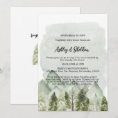 Invitation Rustic Green Pine Tree Mountain OutdoorsMariage (Devant / Derrière)